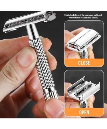 Aiweijia Double Edge Safety Razor Reusable Manual Stainless Steel Shaver Rust-proof Shaving for Men Wet Shaving Barber Beard - Buy Online on GoSupps.com