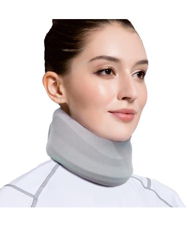 VELPEAU Neck Brace for Neck Pain and Support - Soft Cervical Collar for Sleeping - Vertebrae Whiplash Wrap Aligns, Stabilizes & Relieves Pressure in Spine for Women & Men (Stabilized, Grey, Medium 3) 3 Inch (Pack of 1) M"