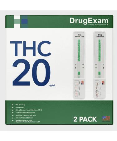 2 Pack - DrugExam Highly Sensitive Marijuana THC 20 ng/mL Single Panel Drug Test Kit - Marijuana Drug Test with 20 ng/mL Cutoff Level for Detecting Any Form of THC in Urine up to 45 Days (2)