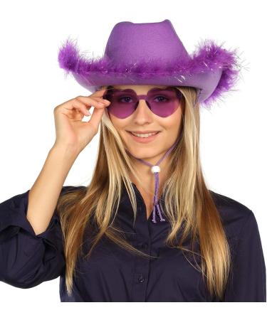 Funcredible Purple Cowgirl Hat with Glasses | Western Rodeo Costume Accessories for Women, Girls, and Kids - Buy Online on GoSupps.com