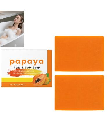 homomdy Papaya & Turmeric Soap Papaya Cleansing Soap for Face & Body Brightening & Exfoliating Reduces Dull Spots & Hyperpigmentation Deep Moisturizing & Deodorant (2pcs)