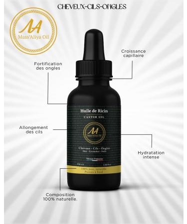 100% Pure Castor Oil Mass Aliya Oil 100 ML-Pipette Eyelash Brush & Nail Brush.Nourishes and promotes the growth of hair hair eyelashes eyebrows nails.Moisturizes the cuticles.Complete care - Buy Online on GoSupps.com