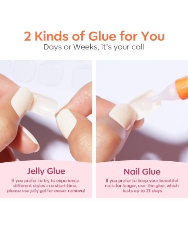 Modelones 32Pcs White Almond Press on Nails - Reusable Fake Nails with Glue Mini File & 16 Sizes | Perfect for Salon-Quality Manicure - Buy Online on GoSupps.com