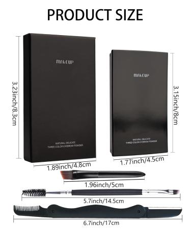 Buy Long-Lasting Eyebrow Powder Makeup Kit - 3 Colors Waterproof Brow Filler & Sculpting Set for Women | Includes Mirror Brush & Razor - Buy Online on GoSupps.com