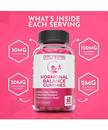 Hormonal Balance & PMS Relief Gummies - Alleviate Cramps, Bloating, Mood Swings - Formulated with Cranberry, Dong Quai, Chasteberry - Menstrual Cramp Relief - Buy Online on GoSupps.com