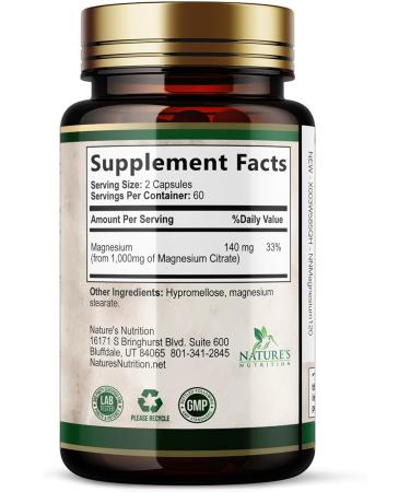 Magnesium Mineral Supplement 1000 mg - High Potency Magnesium Citrate for Bone Heart Health Nerves & Muscle Support Nature's Magnesium Complex for Whole Body Support Bottled in USA - 120 Capsules 120 Count (Pack of 1) - Buy Online on GoSupps.com