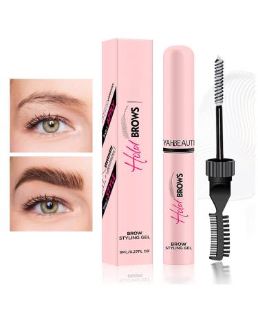 Eyebrow Gel Brow Styling Gel for Feathered & Fluffy Brows Clear Brow Gel No Sticky Long Lasting Eyebrow Setting Gel Healthy Waterproof Eyebrow Gel Brow Lamination Effect Women Men Home Use Makeup 0.27 Fl Oz (Pack of 1)