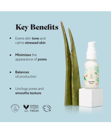 LUMA & LEAF Clear Slate Niacinamide Serum for Face Redness & Acne Relief with Bakuchiol & Aloe Vera Hydrating Vegan Daily Face Serum for Oily & Combination Skin - Buy Online on GoSupps.com