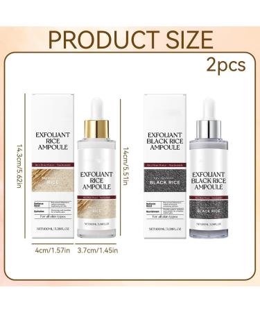 YOFDAL 2 Pieces Black Rice Ampoule White Rice Peeling Serum Black And White Rice As Peeling Rice Ampoule Serum Blackhead Remover Moisturizing For The Face Shine For All Skin Types - Buy Online on GoSupps.com