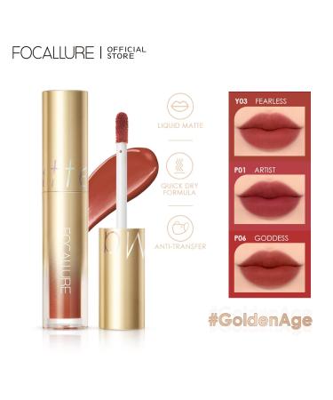 FOCALLURE Velvet Lip Lacquer - Lightweight Matte Liquid Lipstick for Long-Lasting Color | Soft Matte Lip Cream | Non-Stick Cup Lip Gloss P04 - Buy Online on GoSupps.com