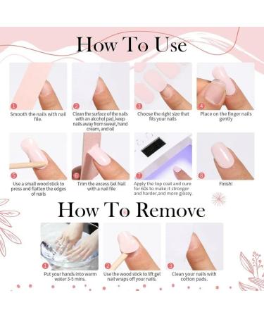 Semi Cured Gel Nails Strips 20 Stickers Nail Wraps Soft Self-Adhesive Gel Nail Stickers Salon-Quality Gel Nail Strips for Nails French Tip Manicure UV/LED Lamp Required (Pink Rhinestone-131) - Buy Online on GoSupps.com
