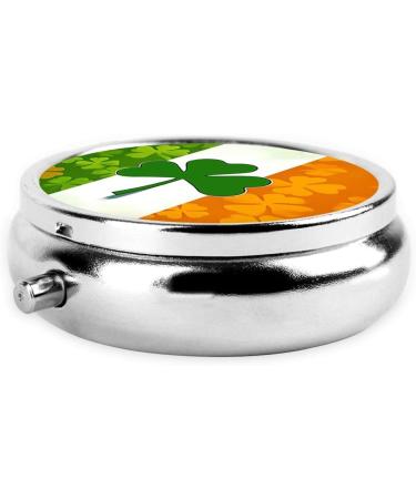 Clover British Flag Portable Metal Pill Box | Round Mini 3-Compartment | Travel Essential for Small Pills | Hinged Design - Black - Buy Online on GoSupps.com