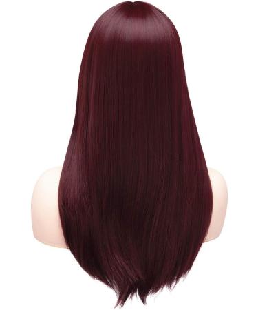 BESTUNG 20 Dark Red Ombre Wig for Women - Synthetic Natural Fashion Hair with Bangs for Cosplay or Daily Life (Burgundy) - Buy Online on GoSupps.com
