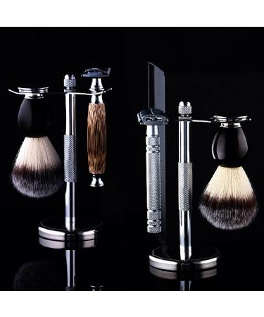 GRUTTI Deluxe Chrome Safety Razor and Brush Stand Holder - Stainless Steel Shaving Brush Stand for Shaving Accessories - T-shaped Design (Silver) - Buy Online on GoSupps.com