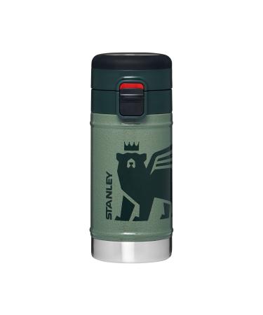 Stanley FlowSteady Bear Cub Bottle  12oz & 17oz  Stainless Steel Insulated Water Bottle for Kids (8 and Above) with 3 Interchangeable Metal Badges Hammertone Green 17oz