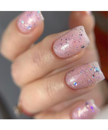 Glitter Nail Polish - Purple Sparkle Nail Varnish - 2 In 1 Pink Nail Varnish Purple Nail Polish - 60 Seconds Quick Drying & Long Lasting Holographic Nail Polish - No Need Baking - Buy Online on GoSupps.com