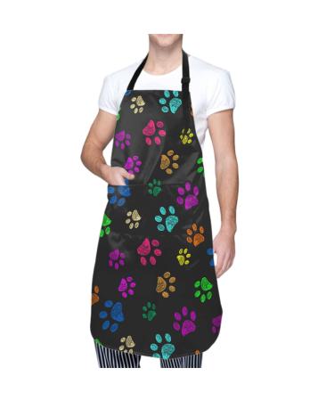 Sweetshow Cute Dog Apron with 2 Pockets and Adjustable Neck Waterproof Kitchen Cooking Dog Grooming Aprons for Women Men Dog Paw 2