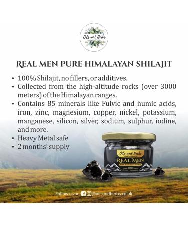 Real Men Himalayan Shilajit Resin - 100% Pure Lab Tested - Oils and Herbs UK | Destroyer of Weakness - 40g - Buy Online on GoSupps.com