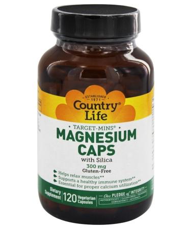 Country Life Target-Mins Magnesium Caps with Silica 300 mg 120 Vegetarian Capsules