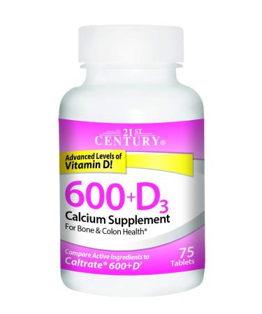 21st Century Calcium 600+D3 Tablet 600mg-800U 75 Count (2 pack)