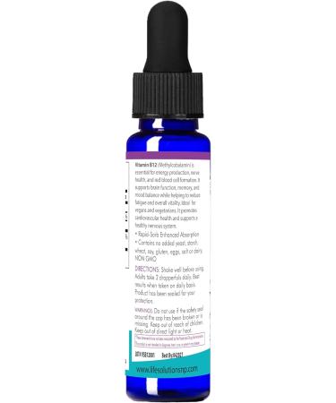 Life Solutions Liquid Vitamin B12 Methylcobalamin - Made in USA Supports Energy & Metabolism High Absorption Vitamina B12 Drops 2 Fl Oz Non-GMO Gluten-Free - Buy Online on GoSupps.com