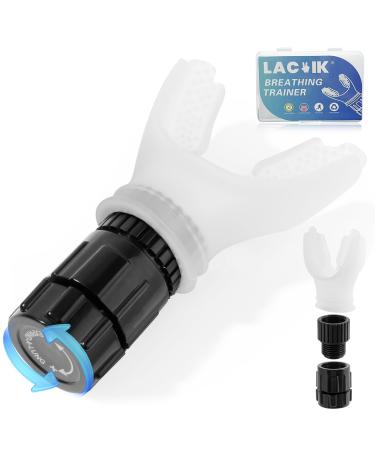 Portable Breathing Trainer New Upgraded Adjustable Muscle Trainer with Soft Silicone for Strengthen Breathing Exercise Compact Breathe Trainer for Fitness & Training White Glacier White (New Upgrade) One Size