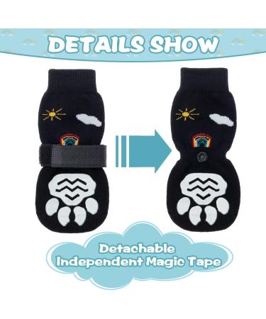 PUPTECK Double-Sided Anti-Slip Dog Socks 3 Pairs - Medium - Pack of 6 - Black(Rainbow) - Buy Online on GoSupps.com