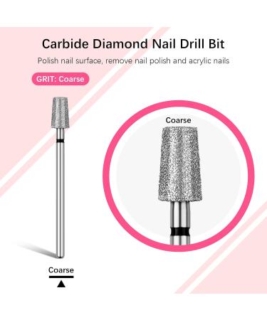 Rolybag Tapered Barrel Cuticle Nail Drill Bits - Coarse Diamond Drill Bits for Electric Cuticle Removal | Professional Manicure Tools 3/32” - Buy Online on GoSupps.com