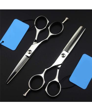 Left Hand Styling Scissors Set Left Handed Hair Cutting Scissors Kits Professional 440C Hairdressing/Thinning Scissors Home Use - Flat Scissors and Shear Teeth 6.0 Inch