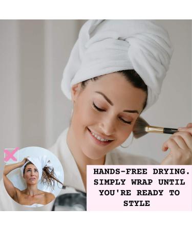 Microfiber Hair Towel for Women - Large Quick-Drying Anti-Frizz Towel for Long/Curly Hair - Super Absorbent & Soft - White - Buy Online on GoSupps.com
