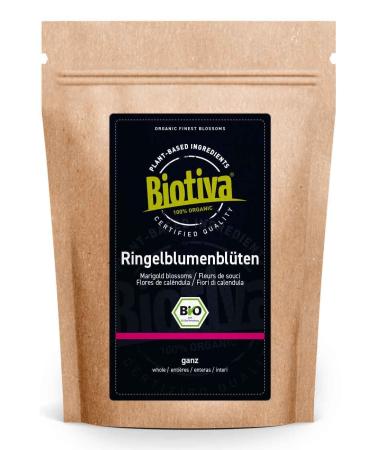 Biotiva Calendula Blossom Tea Organic 100 g - Calendula officinalis - Without additives - Vegan - Tested and Certified in Germany