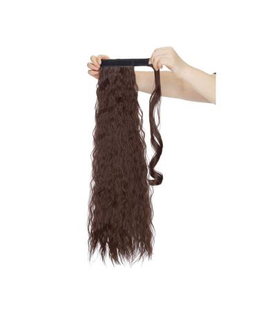 Real Hair Clip-in Ponytail Extensions | 66cm Wavy Medium Brown | Magic Wrap Around for Women - International Shipping - Buy Online on GoSupps.com