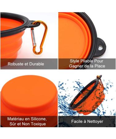 Slson Foldable Pet Bowl - Portable Travel Bowl for Dogs & Cats (350ml) with Carabiner Water & Food Bowls in Orange & Pink - Buy Online on GoSupps.com