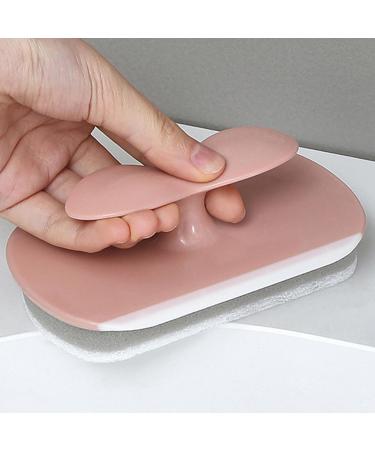 Shakven Squeegee Sponge Brush Sponge Brush Rubber Squeegee Scrubber for Cleaning - Household Cleaner Brush to Reach Tight Spaces for Bathroom Glass Kitchen Cooktops Pink - Buy Online on GoSupps.com