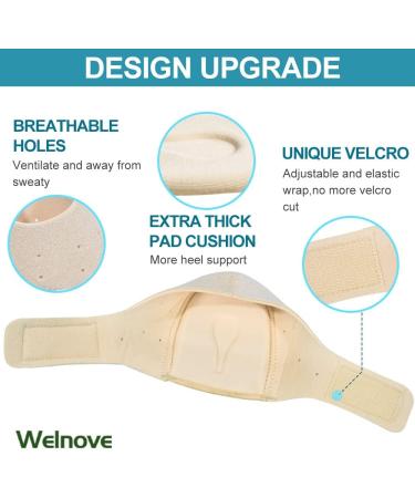 Welnove Heel Protectors - Breathable Heel Cups & Pillows for Pain Relief | Medium Size for Track Plantar Fasciitis & Tendinitis - Ivory (2 Pieces) - Buy Online on GoSupps.com