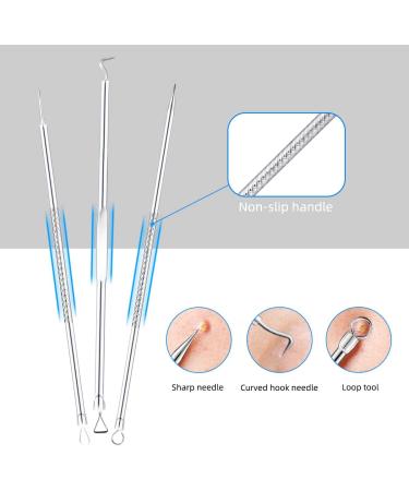 Blackhead Remover Tool Kit - 5 Pack Professional Stainless Steel Extractor Tools for Face and Nose - Pimple Popper, Comedone, Acne, and Whitehead Removal with Case - Buy Online on GoSupps.com