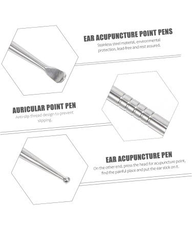 DOITOOL 10 Pcs Auricular Point Probe Pen Ear Cleaning Tool Kit Silver - Acupressure Massage Ear Wax Remover Spoon Set - Buy Online on GoSupps.com