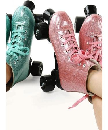 Jessie Premium PU Leather Roller Skates for Women - Classic 4-Wheel Skates for Adults - Black CrystalFlash Wheel - Size 40 - Buy Online on GoSupps.com