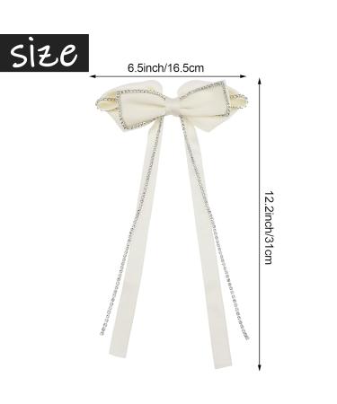 2 Pack Sparkly Rhinestone Tassel Hair Bows Clips for Women and Girls - Black & White - Buy Online on GoSupps.com