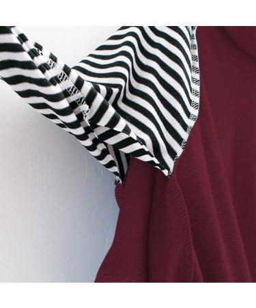 Bigfanshu Womens Sweaters Ladies Sweatshirt Hooded Long Sleeve Crop Patchwork Blouse Pullover Tops Wine - Buy Online on GoSupps.com