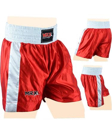Men's Boxing Shorts for Training & Fitness | MMA Kickboxing Trunks - Red/White - Medium - Buy Online on GoSupps.com