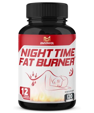 BMVINVOL Night Time Fat Burner 120Capsules, 12-in-1 Powerful Blend of Green Tea, Ceylon Cinnamon, Green Coffee Bean, Garcinia Cambogia, White Kidney Bean, Lemon Balm, Passion Flower