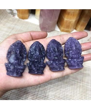 Lepidolite Ganesha Natural Stones Quartz Crystal Carved Elephant God Animals Reiki Gemstones Home Decoration - (Color: 1pcs Size: Approx 5cm) - Buy Online on GoSupps.com
