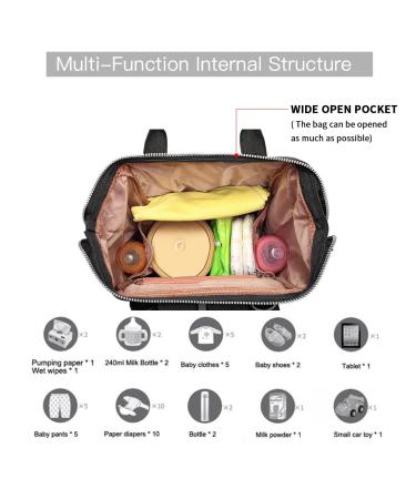 KONO Baby Diaper Bag - Multifunctional Nappy Backpack with Large Capacity & Stroller Straps - Black - Buy Online on GoSupps.com