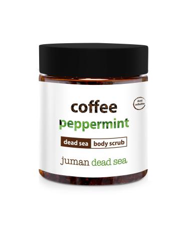 All Natural & Authentic COFFEE PEPPERMINT Body Scrub with Dead Sea Salt Minerals Paraben Free Not Tested on Animals Helps Treat Cellulite Varicose Veins Stretch Marks - Infused with Argan Vitamin E (10.58 oz)