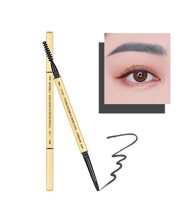 Eyebrow Pencil Dual-Sided Eye Brow Pencil Fine Tip Rapid Brow Precise Sweatproof Brow Pen with Brow Combs (Grey) 04# Grey