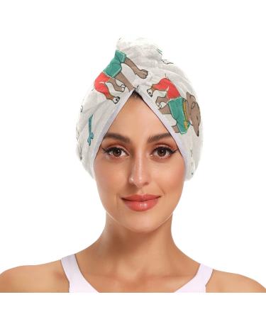 Richard Scari Style Dog Hair Towel 2 Pack Super Absorbent Hair Drying Towel Quick Dry Hair Turbans Head Towel with Button Twisty Wrap for Women Girls