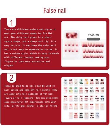 dijiusidy False Nail Perfect Matching Simple to Wear Fingernail Full Coverage Press Type Strong Viscosity Adjustable Paster Type 30 F741 Type 30 F741 - Buy Online on GoSupps.com