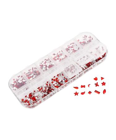 Healeved 1 Box Nail Jewelry Drill Crystals Decor Ab Glass Rhinestones Sticker Gems Gemstones for Nails Nail Diamonds Rhinestones Manicure Tools Nail Plastic Nail Stickers Love Red 13X5X1cm Red