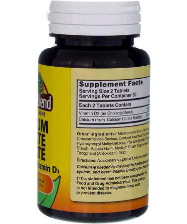 Nature s Blend Calcium Citrate With D 500Mg Tablets 60 Ct (6 Pack) - Buy Online on GoSupps.com